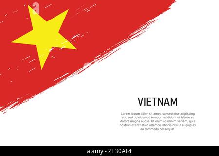 Grunge gestylt Pinsel Schlaganfall Hintergrund mit Flagge von Vietnam. Vorlage für Banner oder Poster. Stock Vektor