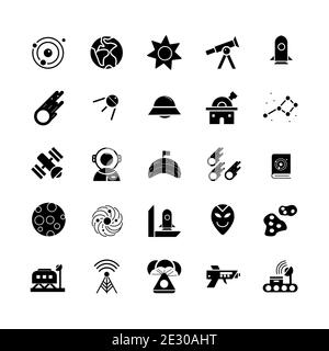 Icon Set von Orbit, Erde Planeten, Sonne, Teleskop, Raumschiff EPS10 Vektordateien Stock Vektor