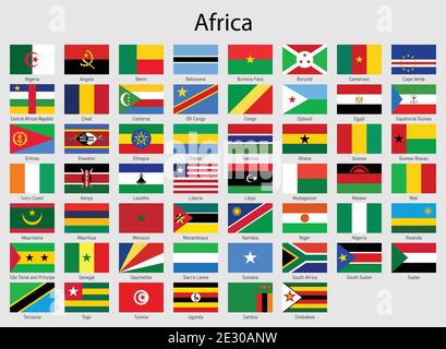 Set von Flaggen Afrikanische Länder, Alle Afrika Flagge Sammlung Stock Vektor