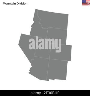 Qualitativ hochwertige Karte von Mountain Division of United States of Amerika mit Grenzen der Staaten Stock Vektor