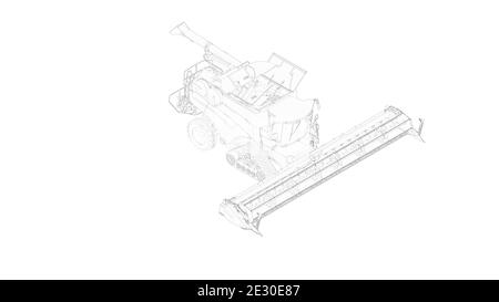 Harvester 3d-Rendering eines landwirtschaftlichen Maschinen Modell Computer erstellt Reinigen Sie den isolierten, minimalen und komplexen weißen Hintergrund Stockfoto