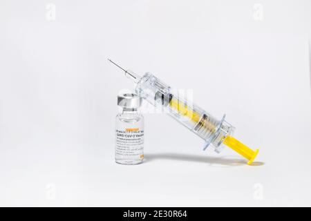 Antalya, TÜRKEI - 16. Januar 2020. Der von SINOVAC hergestellte Coronavirus-Impfstoff Covid-19 Stockfoto