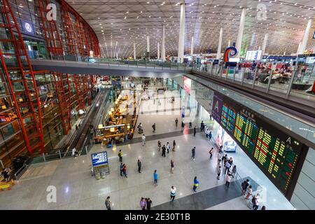 Peking, China - 1. Oktober 2019: Terminal 3 des Beijing Capital Airport (PEK) in China. Stockfoto