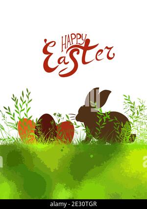 Kaninchen im Gras. Frohe Ostern. Vektorgrafik Stock Vektor