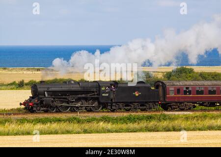 Black Five 45337 Dampflok auf der North Norfolk Railway, Stockfoto