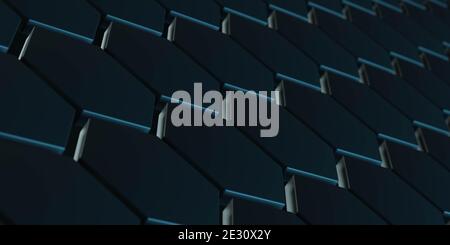 Abstrakt glühenden Hexagon Wabenzellen geometrischen Hintergrund mit blauer Beleuchtung 3d-Renderdarstellung Stockfoto