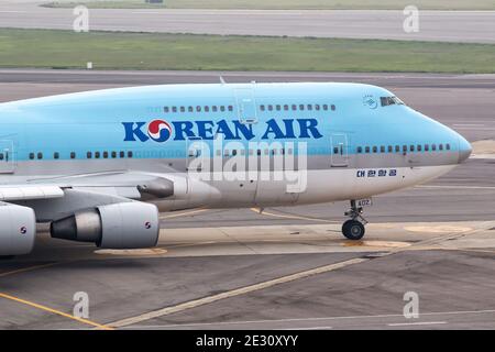 Seoul, Südkorea - 25. Mai 2016: Koreanisches Flugzeug Boeing 747-400 Seoul Gimpo Airport in Südkorea. Boeing ist ein amerikanischer Flugzeughersteller Stockfoto