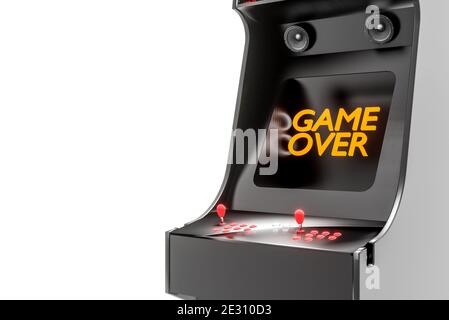 Old Retro Arcade Videospielschrank, 3D Illustration Stockfoto