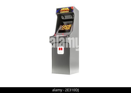 Old Retro Arcade Videospielschrank, 3D Illustration Stockfoto