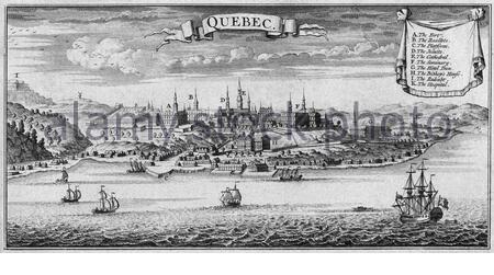 Quebec City, Kanada, Jahrgangsstich von 1733 Stockfoto