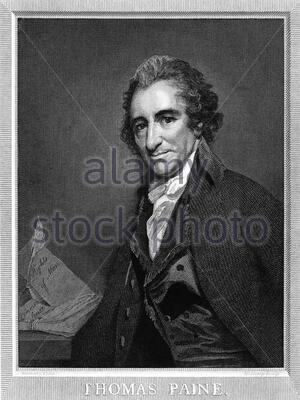 Thomas Paine Portrait, 1737 – 1809, war ein in England geborener amerikanischer politischer Aktivist, Philosoph, Politiktheoretiker und Revolutionär, Vintage Gravur von 1793 Stockfoto