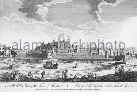 Eine Nordwestansicht des Tower of London, Vintage Illustration von 1770 Stockfoto