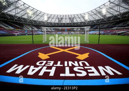 Allgemeiner Blick vom Inneren des Stadions vor dem Premier League-Spiel im London Stadium, London Stockfoto