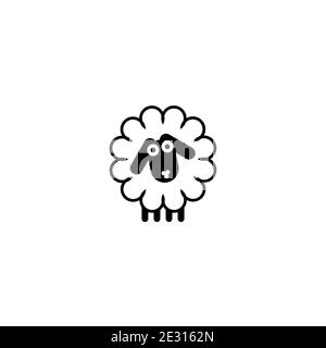Schwarzes Schaf-Logo auf weißem Hintergrund. Stock Vektor