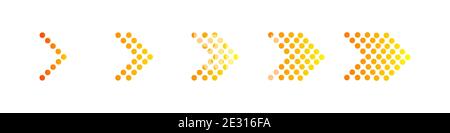 Satz orangefarbener Pfeile. Vektorgrafik Sammlung von Pfeilen. Stock Vektor