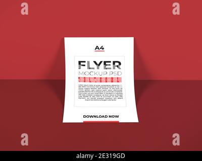 Realistische A4 Flyer Mockup Vorlage Szene Stockfoto