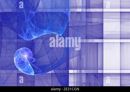 Neon leuchtende Linien und Formen fliegen im Raum. Geometrische Sci-Fi-Struktur. Abstrakt kreativ modernen Hintergrund Stockfoto