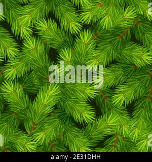 Vektor Weihnachten nahtlose Hintergrund mit grünen Tannenzweigen. Stock Vektor