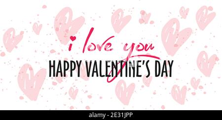 Happy Valentines Tag Typografie Poster mit handgeschriebenen Kalligraphie Text auf weißem Hintergrund. Vector Illustration Stock Vektor