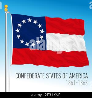 Konföderierte Staaten historische Flagge, 1861 - 1863, Vereinigte Staaten, Vektor-Illustration Stock Vektor