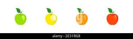 apple-Symbole werden isoliert auf weißem Hintergrund gesetzt. Stock Vektor