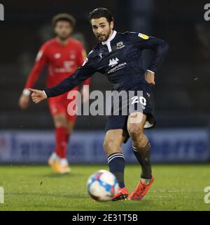 London, Großbritannien. Januar 2021. Adam Phillips von Morecambe während des Sky Bet League 2 Spiels im Breyer Group Stadium, London Bild von Ben Peters/Focus Images/Sipa USA 16/01/2021 Credit: SIPA USA/Alamy Live News Stockfoto