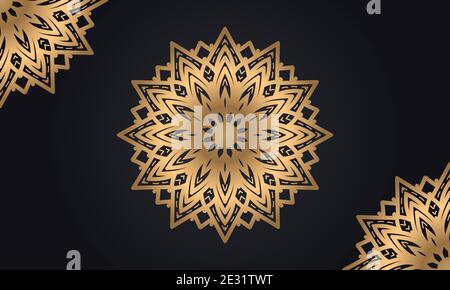 Luxus ornamental Mandala Design Hintergrund in schwarz und golden Farbkombination. Stock Vektor