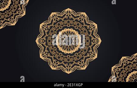 Luxus ornamental Mandala Design Hintergrund in schwarz und golden Farbkombination. Stock Vektor