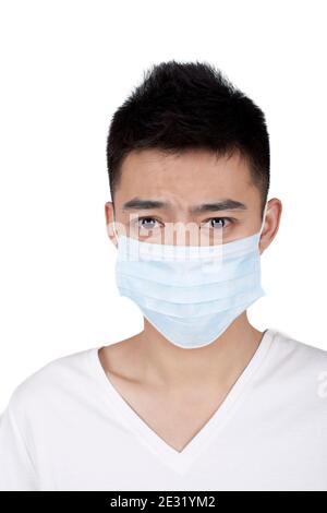 Porträt eines jungen Mannes mit Maske hochwertige Foto Stockfoto