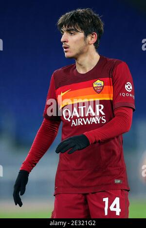 Gonzalo Villar von Roma reagiert während der italienischen Meisterschaft Serie A Fußballspiel zwischen SS Lazio und AS Roma am 15. Januar 2021 im Stadio Olimpico in Rom, Italien - Foto Federico Proietti / DPPI / LiveMedia Stockfoto