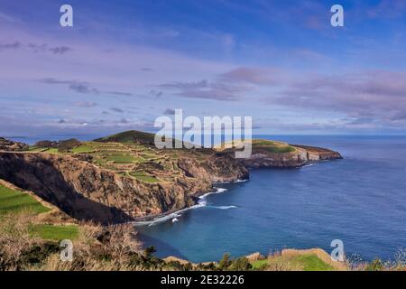 Santa Iria Aussichtspunkt, Sao Miguel Insel, Azoren, Panoramablick. Stockfoto