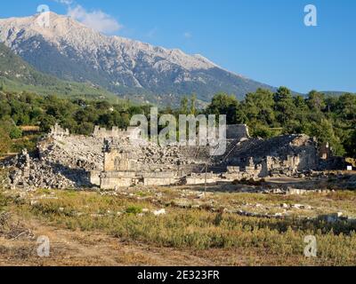 Die Ruinen einer alten lykischen Festung von Tlos, Mugla. Türkei. Stockfoto