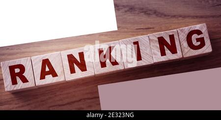 Wortklassifizierung mit Holzbausteinen. Geschäftskonzept. Stockfoto