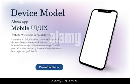 Das Modell des Telefons ist in gedrehter Position auf dem Hintergrund in alten Farben dargestellt. Isometrisches 3D-Modell für Präsentationen, UI/UX-App, Vorlagengerät. Vektor Stock Vektor