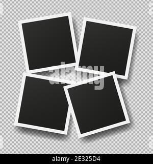 Realistische Bilderrahmen im Mockup-Stil. Isolierte leere für Foto auf transparentem Hintergrund. Leere Fotokarte. Vektorbild, Illustration Stock Vektor