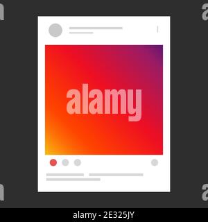 Fotorahmen für Beiträge in sozialen Medien nachahmen. Bildschirm der Smartphone-Schnittstelle im Hintergrund. Post in sozialen Netzwerken. Isolierte Vektordarstellung. Stock Vektor