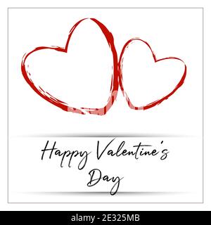 Valentinskarte mit Herz, Rahmen und elegantem Schriftzug. Valentinstag Grüße auf weißem Hintergrund. Vektorgrafik für Einladung Stock Vektor