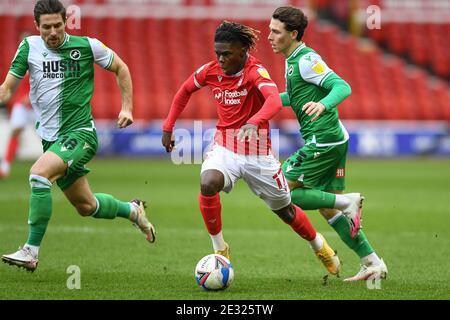 NOTTINGHAM, ENGLAND. JAN 16TH Alex Mighten von (17) Nottingham Forest in Aktion während des Sky Bet Championship Matches zwischen Nottingham Forest und Millwall am City Ground, Nottingham am Samstag, 16. Januar 2021. (Kredit: Jon Hobley - MI News) Kredit: MI Nachrichten & Sport /Alamy Live Nachrichten Stockfoto