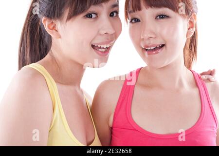 Portrait von zwei weiblichen Freunden hochwertige Foto Stockfoto