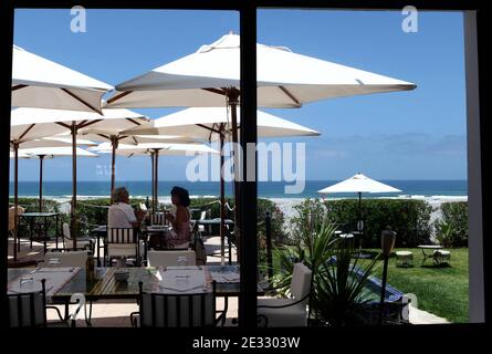 Das Restaurant Ocean vor dem Strand Sidi Kacem, Tanger, Marokko, Juli 2010. Foto von Stephane Lemouton/ABACAPRESS.COM Stockfoto