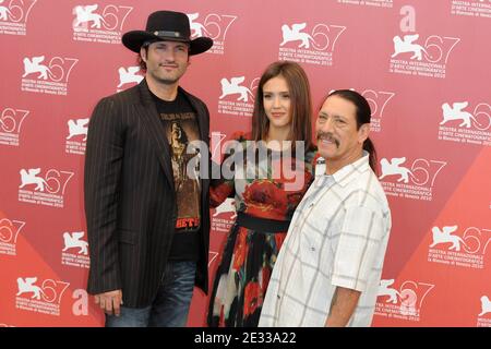 Robert Rodriguez, Jessica Alba und Danny Trejo bei der Fotoschau "Machete" im Palazzo del Casino während des 67. Internationalen Filmfestivals von Venedig am 1,2010. September in Venedig, Italien. Foto von Nicolas Briquet/ABACAPRESS.COM Stockfoto