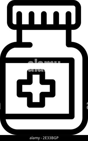 Symbol für medizinische Kapselbecher. Umriss medizinische Kapsel jar Vektor-Symbol für Web-Design isoliert auf weiß Stock Vektor