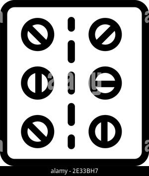 Symbol für Pillenbox. Umriss Illustration der Pille Box Vektor-Symbol für Web-Design isoliert auf weiß Stock Vektor