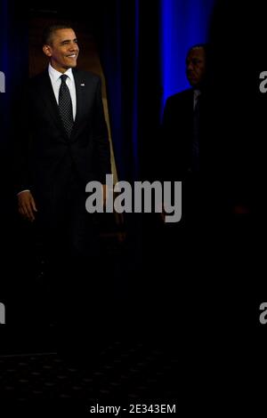 US-Präsident Barack Obama nimmt am 22. September 2010 an der DSCC/DCCC-Veranstaltung im Roosevelt Hotel, New York, Teil. Foto von Emily Anne Epstein/ABACAPRESS.COM (im Bild: Barack Obama) Stockfoto