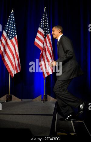 US-Präsident Barack Obama nimmt am 22. September 2010 an der DSCC/DCCC-Veranstaltung im Roosevelt Hotel, New York, Teil. Foto von Emily Anne Epstein/ABACAPRESS.COM (im Bild: Barack Obama) Stockfoto