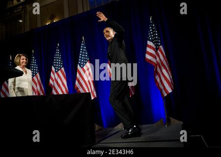 US-Präsident Barack Obama nimmt am 22. September 2010 an der DSCC/DCCC-Veranstaltung im Roosevelt Hotel, New York, Teil. Foto von Emily Anne Epstein/ABACAPRESS.COM (im Bild: Barack Obama) Stockfoto