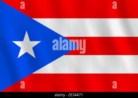 Puerto Rico Flagge mit wehenden Effekt, offizielle Anteil. Stock Vektor