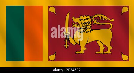 Sri Lanka Flagge mit wehender Wirkung, offizieller Anteil. Stock Vektor