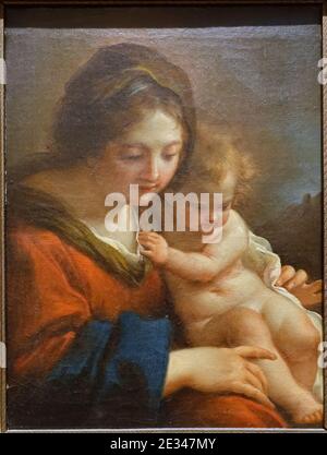 Madonna mit Kind, von Giuseppe Cades, Rom, c. 1790, Öl auf Leinwand - Blanton Stockfoto