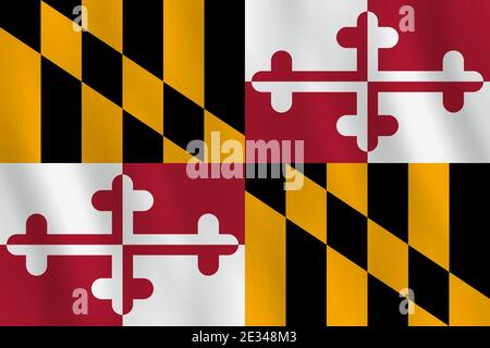 Maryland US-Staatsflagge mit wehender Wirkung, offizieller Anteil. Stock Vektor